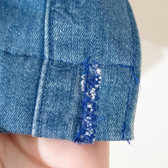 Talbots Petites Sleeveless Denim Jean Dress Button Up the Side Rounded Neckline - Picture 7 of 9